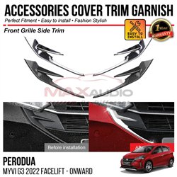 PERODUA MYVI G3 FACELIFT 2022 - ONWARD Front Grille Side Trim Chrome Matte Glossy Forged Carbon Black Garnish Cover