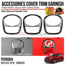 PERODUA MYVI G3 2018 - 2024 Rear Bonnet Handle Trim Chrome Matte Glossy Forged Carbon Black Garnish Cover