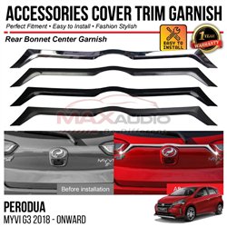 PERODUA MYVI G3 2018 - 2024 Rear Bonnet Center Garnish Chrome Matte Glossy Forged Carbon Black Trim Cover