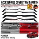 PERODUA MYVI G3 2018 - 2024 Rear Bonnet Center Garnish Chrome Matte Glossy Forged Carbon Black Trim Cover