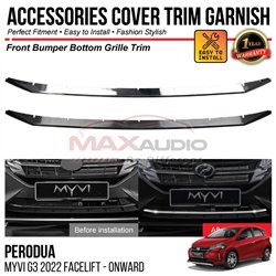 PERODUA MYVI G3 FACELIFT 2022 - ONWARD Front Grille Bottom Trim Chrome Matte Glossy Forged Carbon Black Garnish Cover