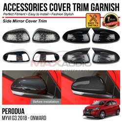 PERODUA MYVI G3 2018 - 2024 Side Mirror Cover Trim Chrome Matte Glossy Forged Carbon Black Garnish