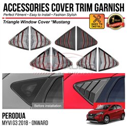 PERODUA MYVI G3 2018 - 2024 Mustang Triangle Window Cover Chrome Matte Glossy Forged Carbon Black Garnish Trim