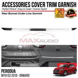 PERODUA MYVI G3 2018 - 2024 Rear Bonnet Under Line Garnish Chrome Matte Glossy Forged Carbon Black Trim Cover