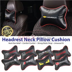 Universal Fit Carbon Fiber Leather Memory Cotton Car Seat Headrest Neck Support Pillow Soft Cushion