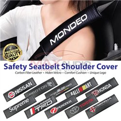 Universal Fit Carbon Fiber Leather Car Seat Safety Belt Strap Shoulder Soft Cushion Pad Cover Accessories