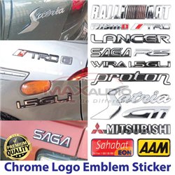 PROTON SAGA WIRA SATRIA 1.5 GLi GTi R3 AAM SAHABAT EON MITSUBISHI LANCER RALLIART NISMO TRD Chrome Logo Emblem Sticker