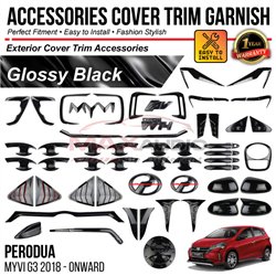 Glossy Black Exterior Accessories PERODUA MYVI G3 2018-2024 Play and Play Garnish Cover Trim Premium