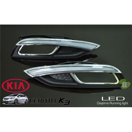 KIA CERATO K3 2013 - 2015 3 in 1 Light Bar LED Day Time Running Light DRL + Auto Dimmer + Auto On Fog Lamp Cover 1
