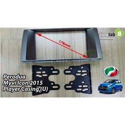 PERODUA MYVI ICON 2015 Double Din Dashboard Casing Panel (Silver/ Black)