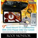 DLAA 9" Roof Mount TFT Monitor DVD/MP3/CD/USB/SD with 300 Games [990 BLACK]