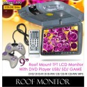 DLAA 9" Roof Mount TFT Monitor DVD/MP3/CD/USB/SD with 300 Games [990 GREY]
