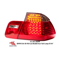 BMW E46 4 Doors 2002 - 2005 3-Series: EAGLE EYES Red/ Clear LED Tail Lamp [TL-064-BMW]