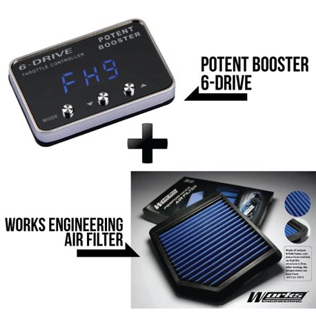 POTENT BOOSTER 6-Drive, 8-Drive, 9-Drive Throttle Controller Remapper + WORKS ENGINEERING Drop In Air Filter